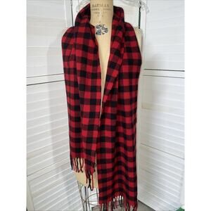 Vintage 90s The Gap Buffalo Plaid Scarf Red Black Lambswool Made in Italy